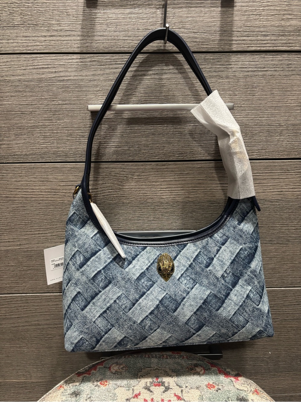 NWT - Kurt Geiger London Woven Denim Kurt Shoulder Bag